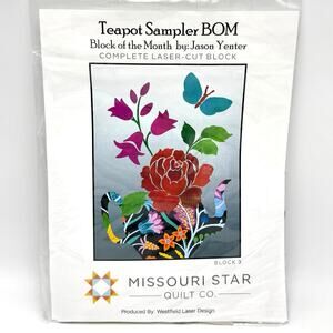 Flowers Teapot Sampler Quilt Block of the Month Kit 3 Cut Fabric Missouri Star